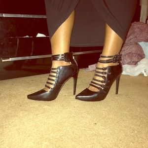 Black patent leather heels